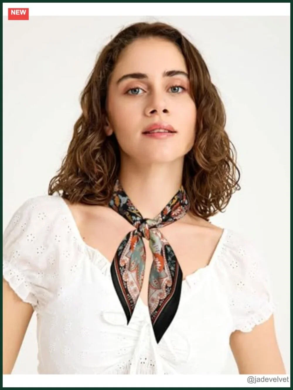 100% Real Mulberry Silk Double-Sided Print Hair Scarf 26